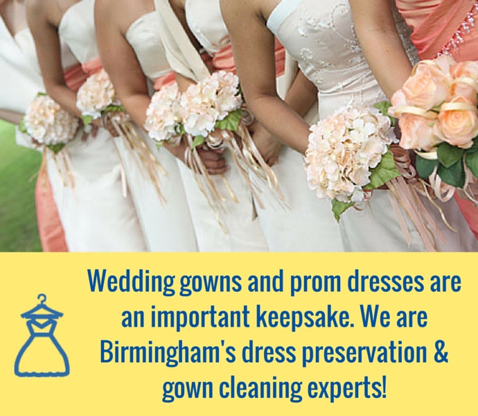 We know wedding dresses and prom dresses are an important keepsake. That's why should consider letting a professional dry cleaning company handle your wedding dress cleaning and/or preservation. We are Birmingham's dress preservation experts!